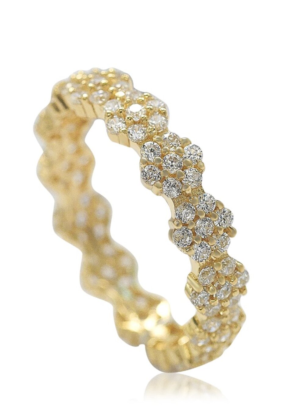 Suzy Levian Yellow Sterling Silver Cubic Zirconia Floral Eternity Band NWT